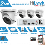 HiLook by Hikvision 4-camera CCTV kit with 2MP resolution, 1TB DVR, and night vision support.